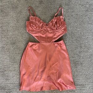White Fox Boutique Satin Cut-Out Chemise in Rose